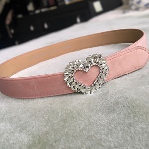 Kate Spade Stone Heart Velvet Cinch Belt in pink